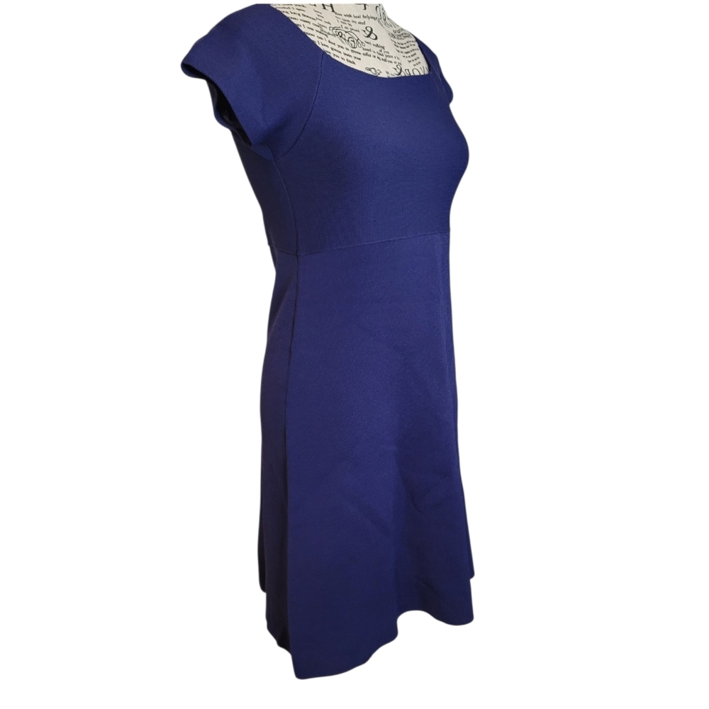 Parker Brazil Knit Fit & Flare Dress Size S Navy Blue Short Sleeve - Picture 2 of 6